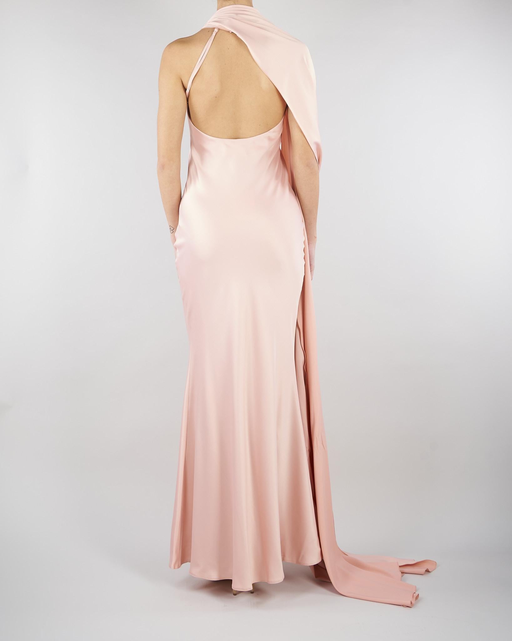 Abito lungo Rosa in raso con foulard ACT16195AB4125 713 ACTUALEE 