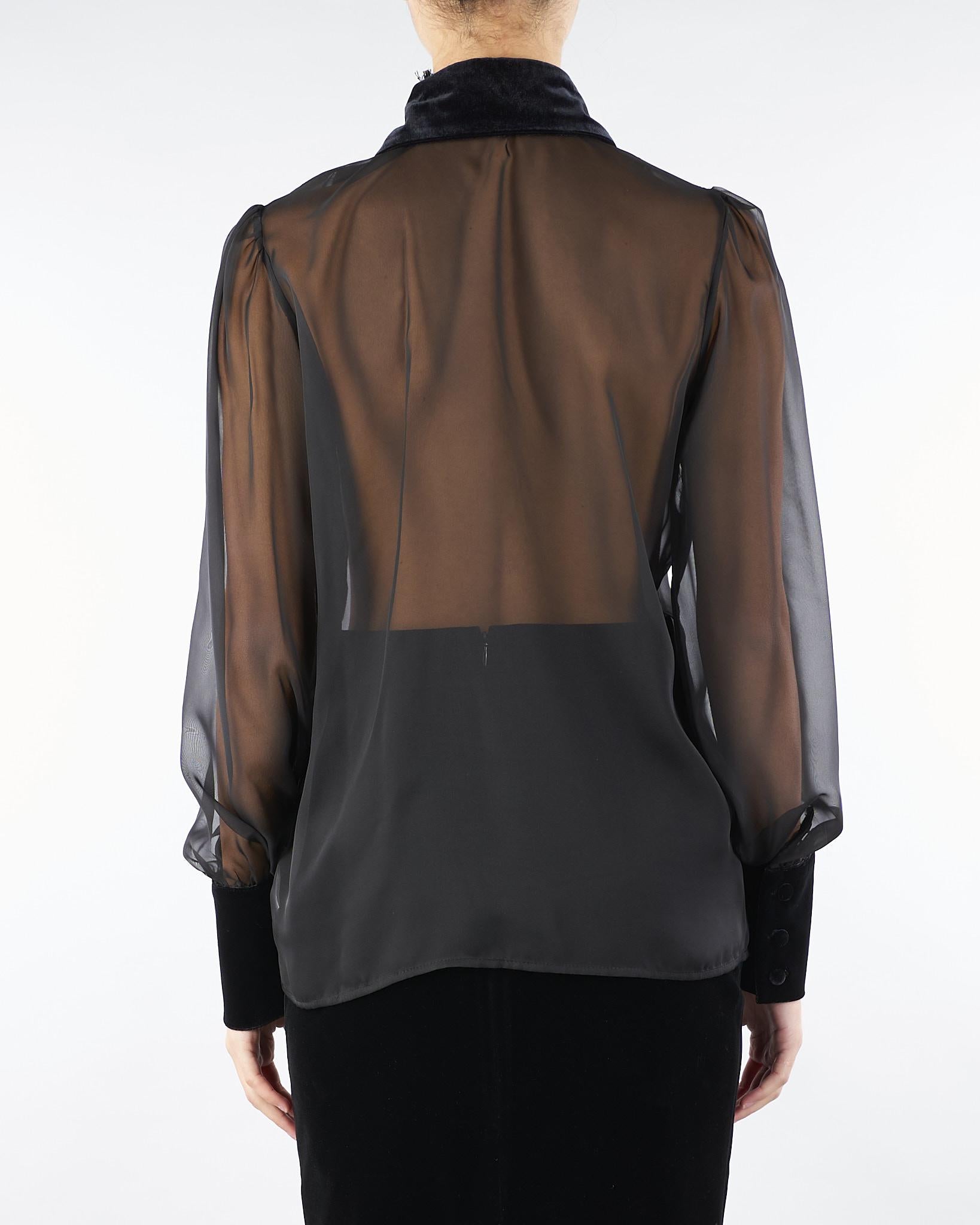 Camicia Nero in organza con dettagli in velluto ACT15122CA0593 99 ACTUALEE 