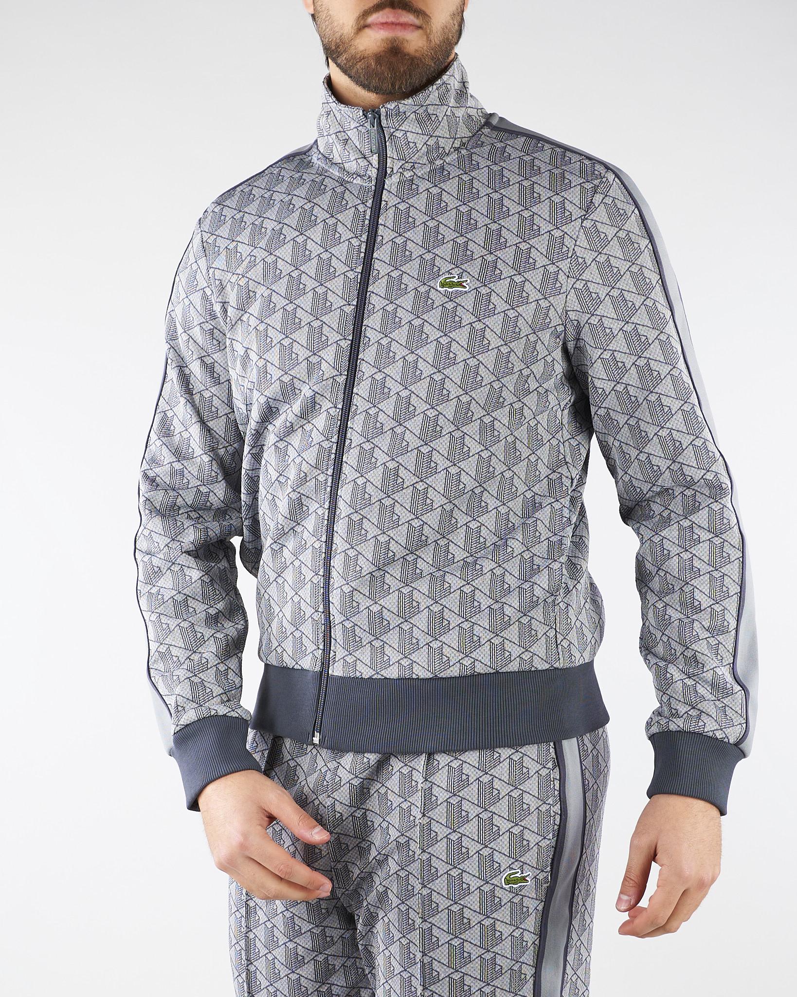 Felpa Grigio in jacquard con zip Paris SH1368 41I LACOSTE 