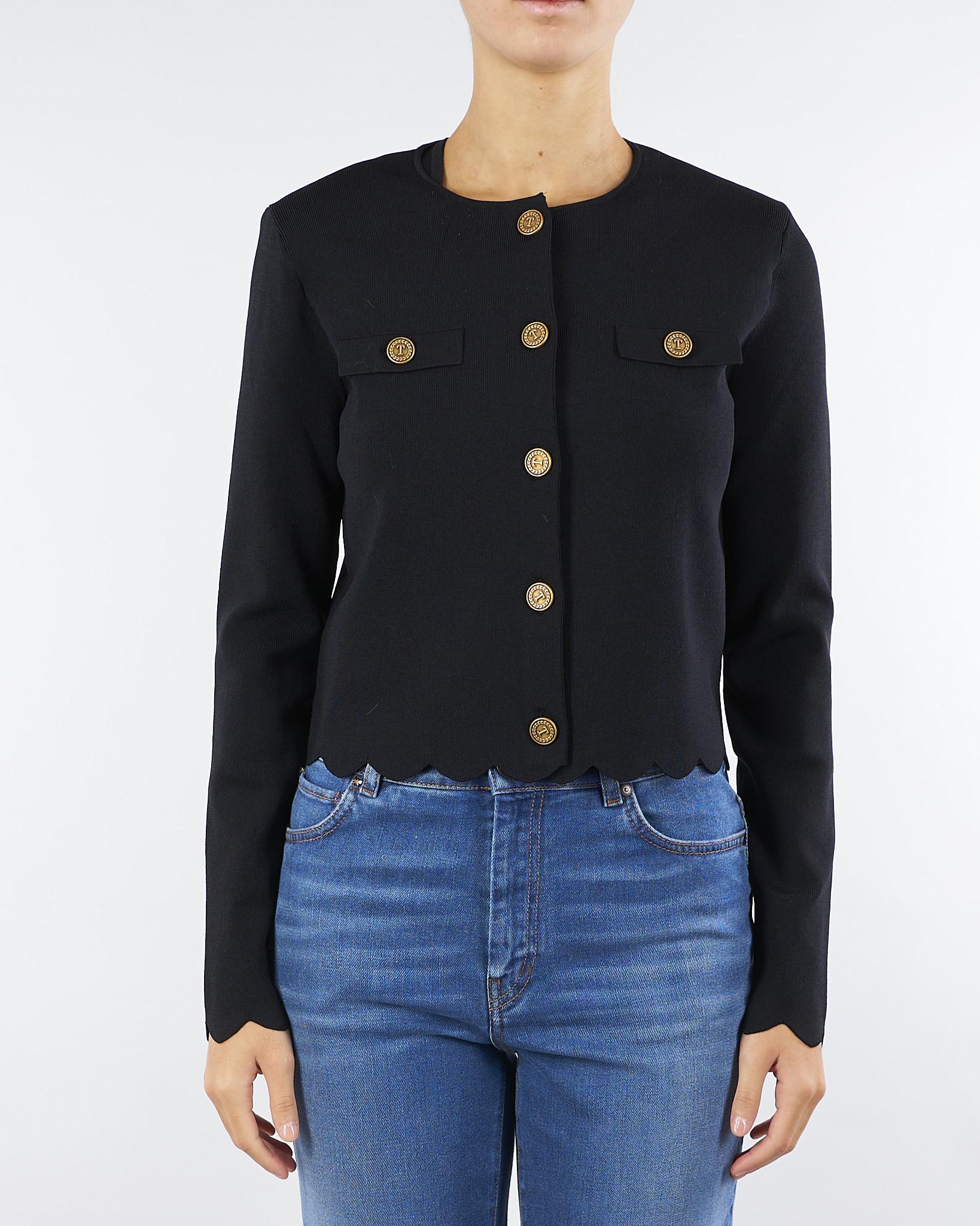Cardigan Nero con bottoni logati Gold TP320A 6 TWIN SET 
