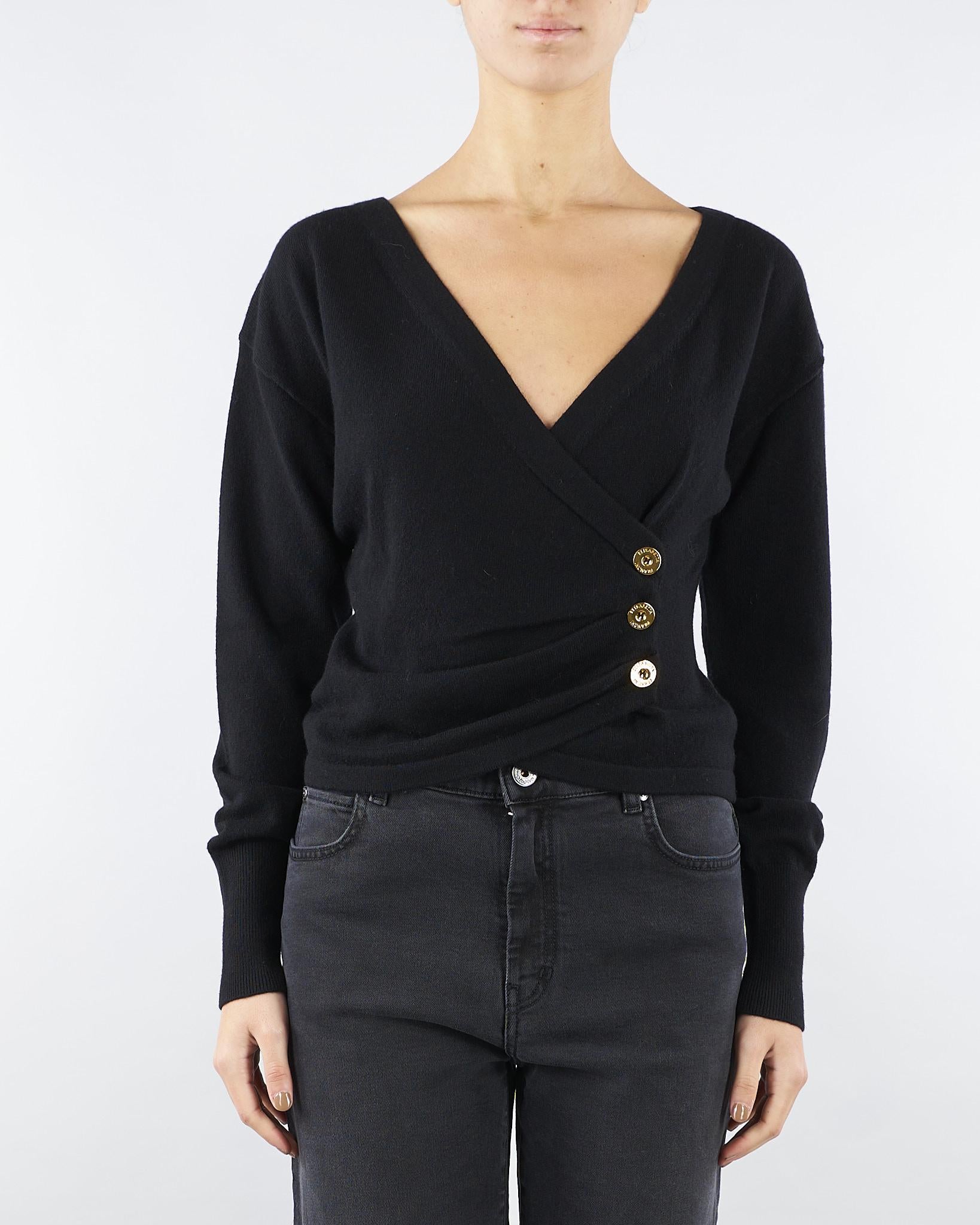 Maglia Nero in misto cachemire con bottoni gioiello MK32S57E2 110 ELISABETTA FRANCHI 