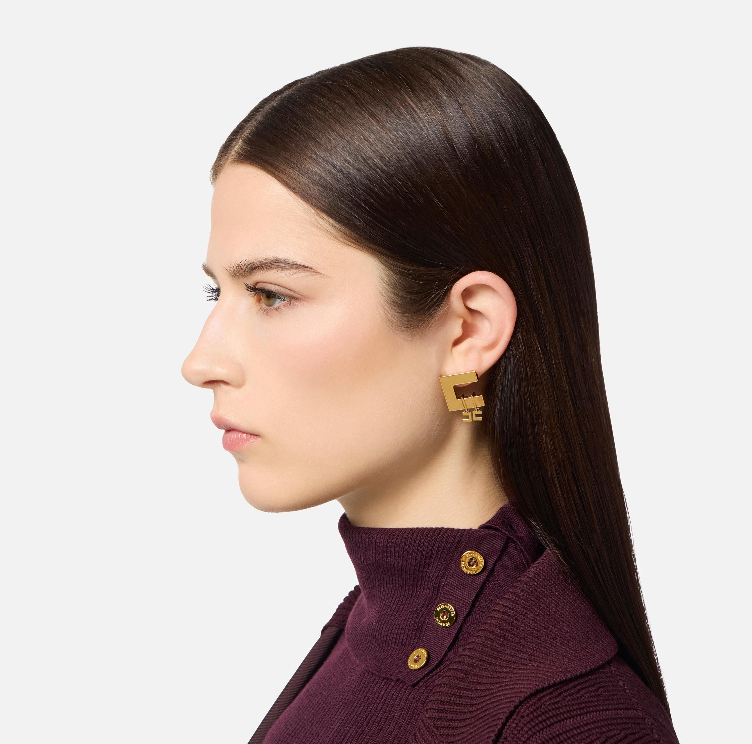 Orecchini con charms a doppio logo OR03K56E2 U95 ELISABETTA FRANCHI 