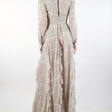 Abito Red Carpet Burro-Nero in georgette con stampa pois e nastri