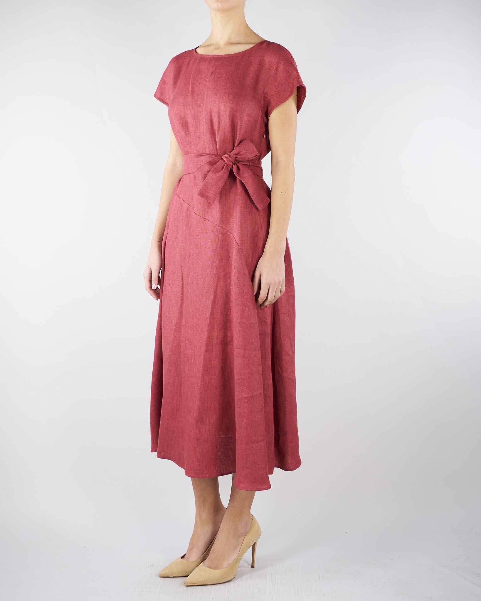 Abito midi Ciliegia in canvas di lino WKDESORDIO 34 MAX MARA WEEKEND 
