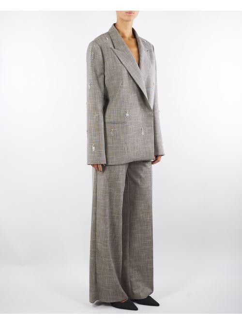 Pantaloni Tortora in tela tramata PA01501TTEL0013 V00 SIMONA CORSELLINI 