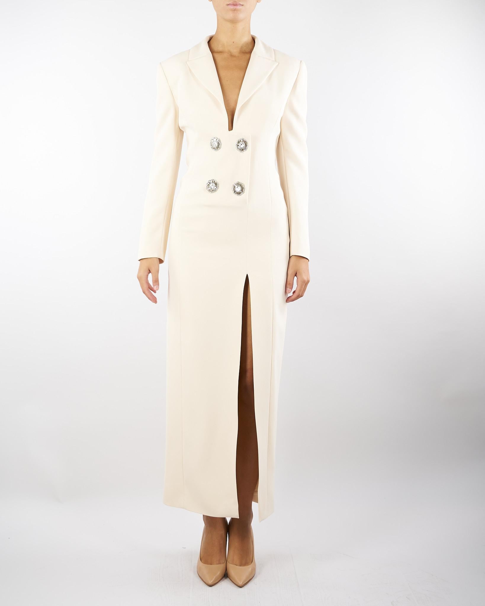 Abito lungo Burro con bottoni gioiello AB10701TENV0008 V0300 SIMONA CORSELLINI 