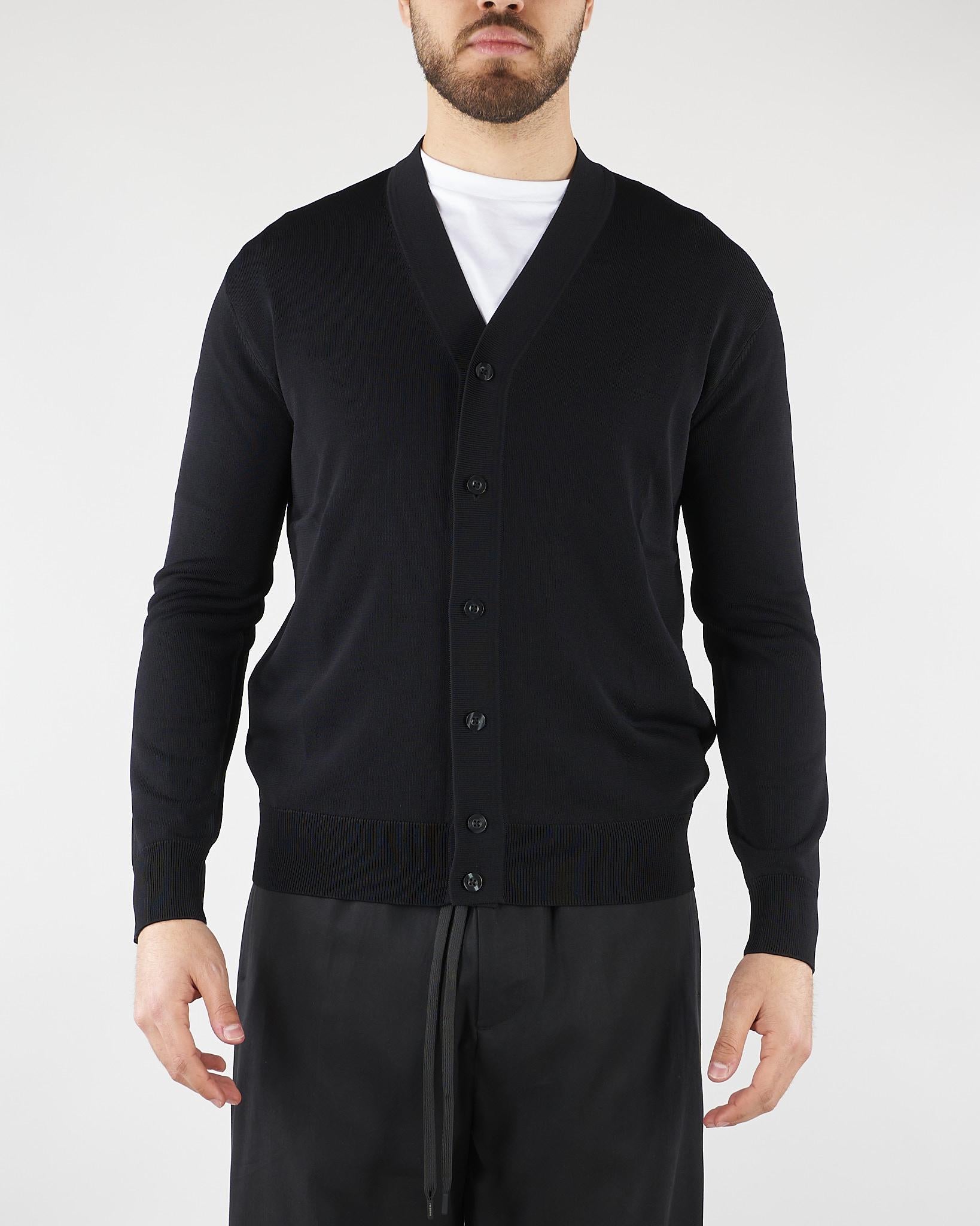 Cardigan Nero in maglia di viscosa LM26003 D001 LOW BRAND 