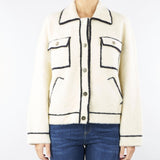 Cardigan Panna Nero con profili a contrasto RI5NT075 1041 ICONA 