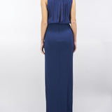 Abito in crêpe con lacci in georgette