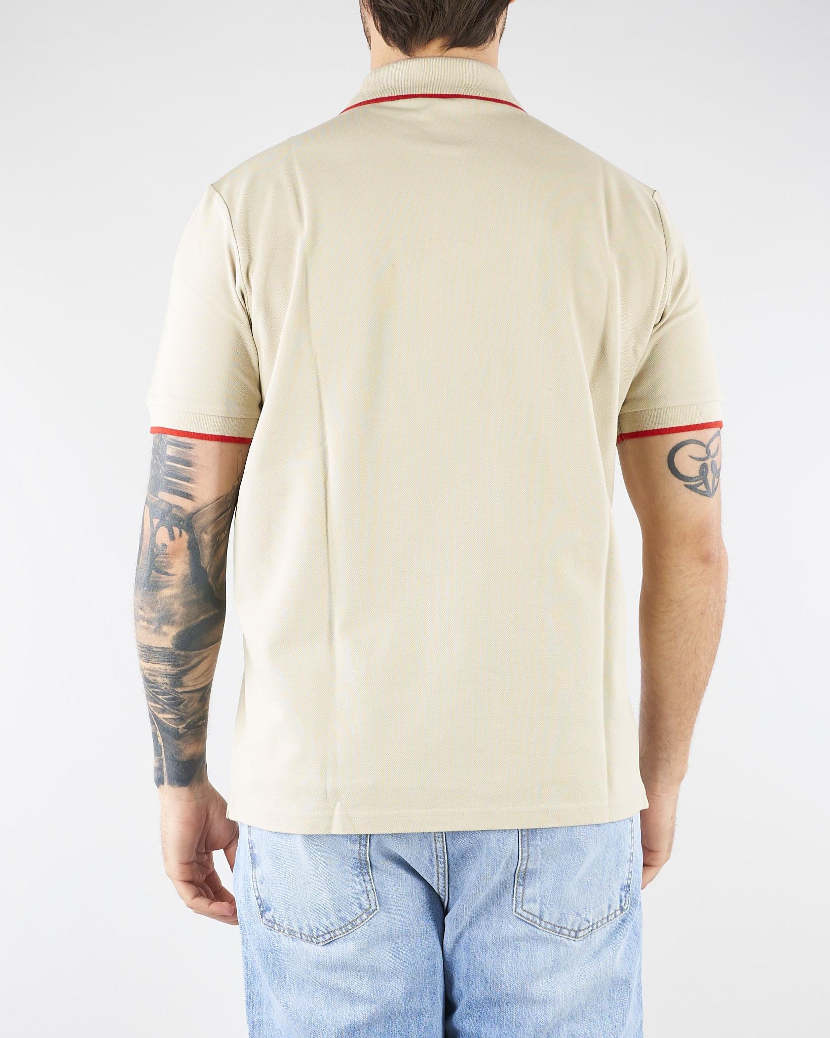 Polo Beige in piquet di cotone con profili a contrasto 4032M550263265 23 MANUEL RITZ 