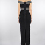 Abito lungo Nero-Burro in maglia con bande a righe AM75S61E2 685 ELISABETTA FRANCHI 