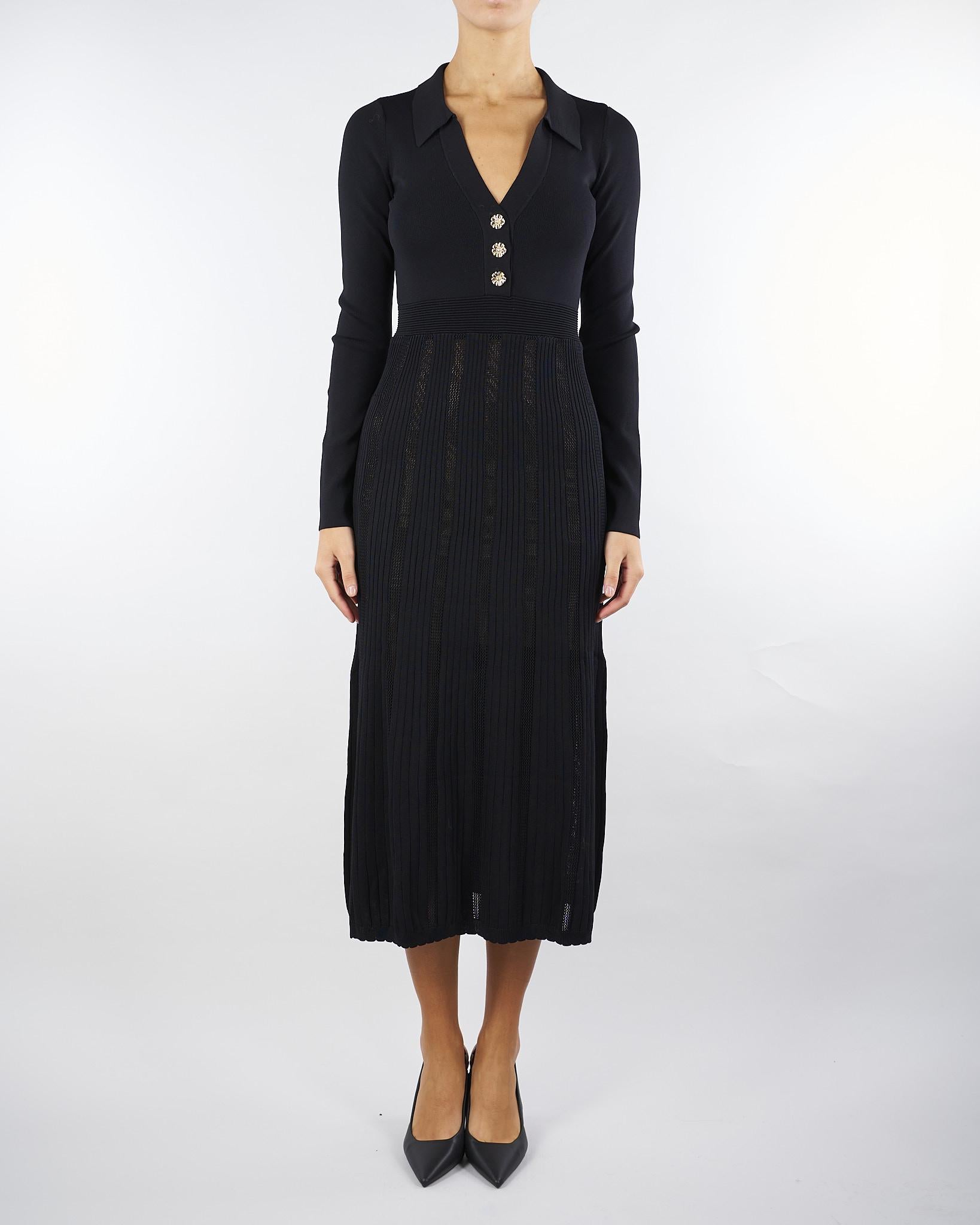 Abito Nero in maglia con bottoni gold TP3110 6 TWIN SET 