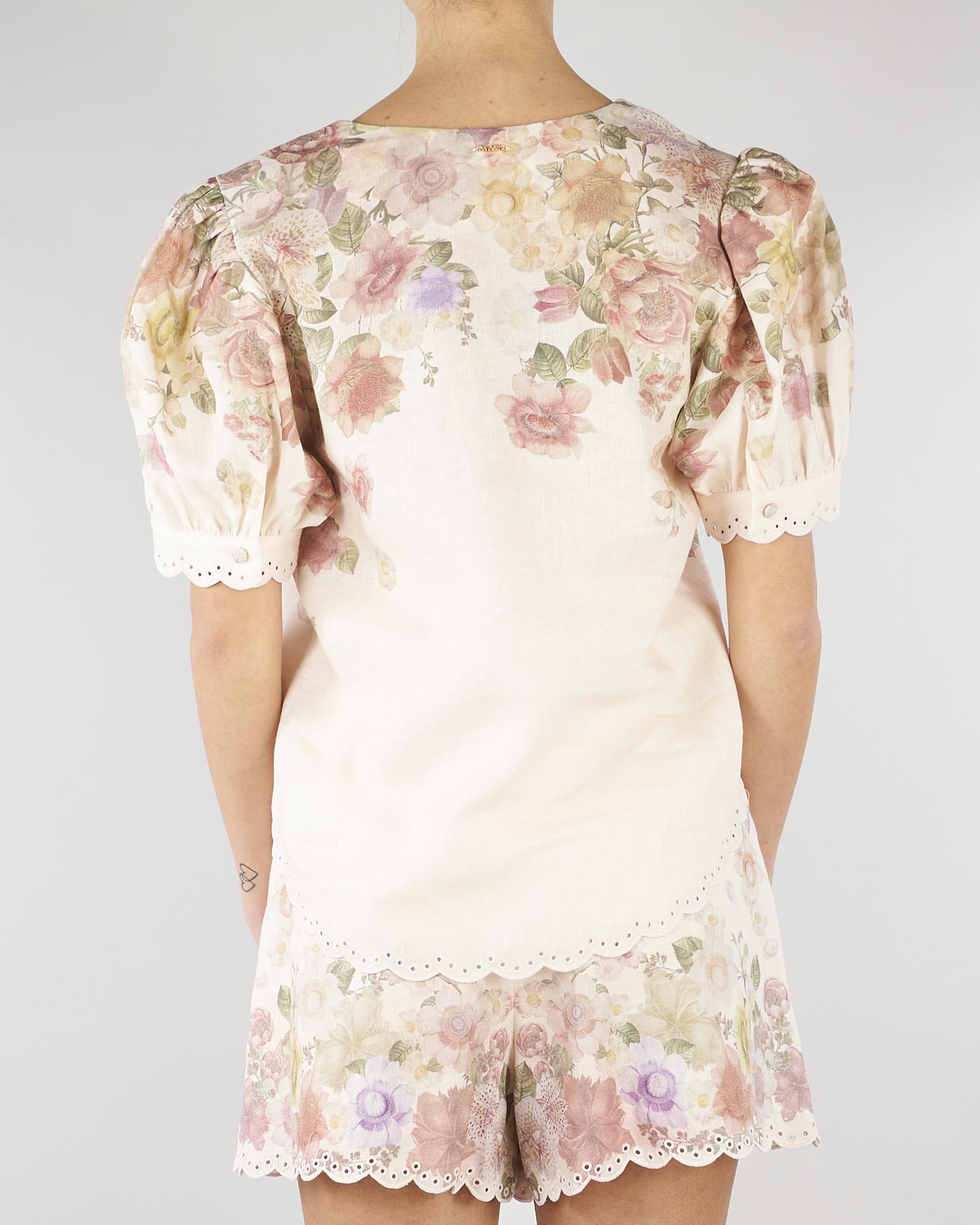 Blusa Rosa in lino a fiori con ricamo TT2573 13588 TWIN SET 