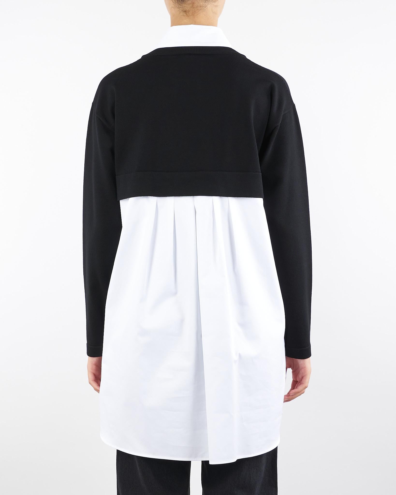 Abito in maglia di viscosa Nero-Bianco e popeline di cotone AM09T56E2 222 ELISABETTA FRANCHI 