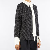 Camicia Nero-Milk in georgette con stampa bi-color CA10456E2 EF3 ELISABETTA FRANCHI 