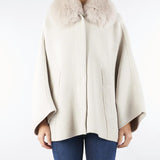 Mantella Mastice in pura lana merinos con inserti in vera pelliccia P2512VO 28 GIOVI 