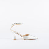 Slingback argento con cinturino alla caviglia