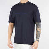 T-shirt Blu in jersey misto lyocell con ricamo logo
