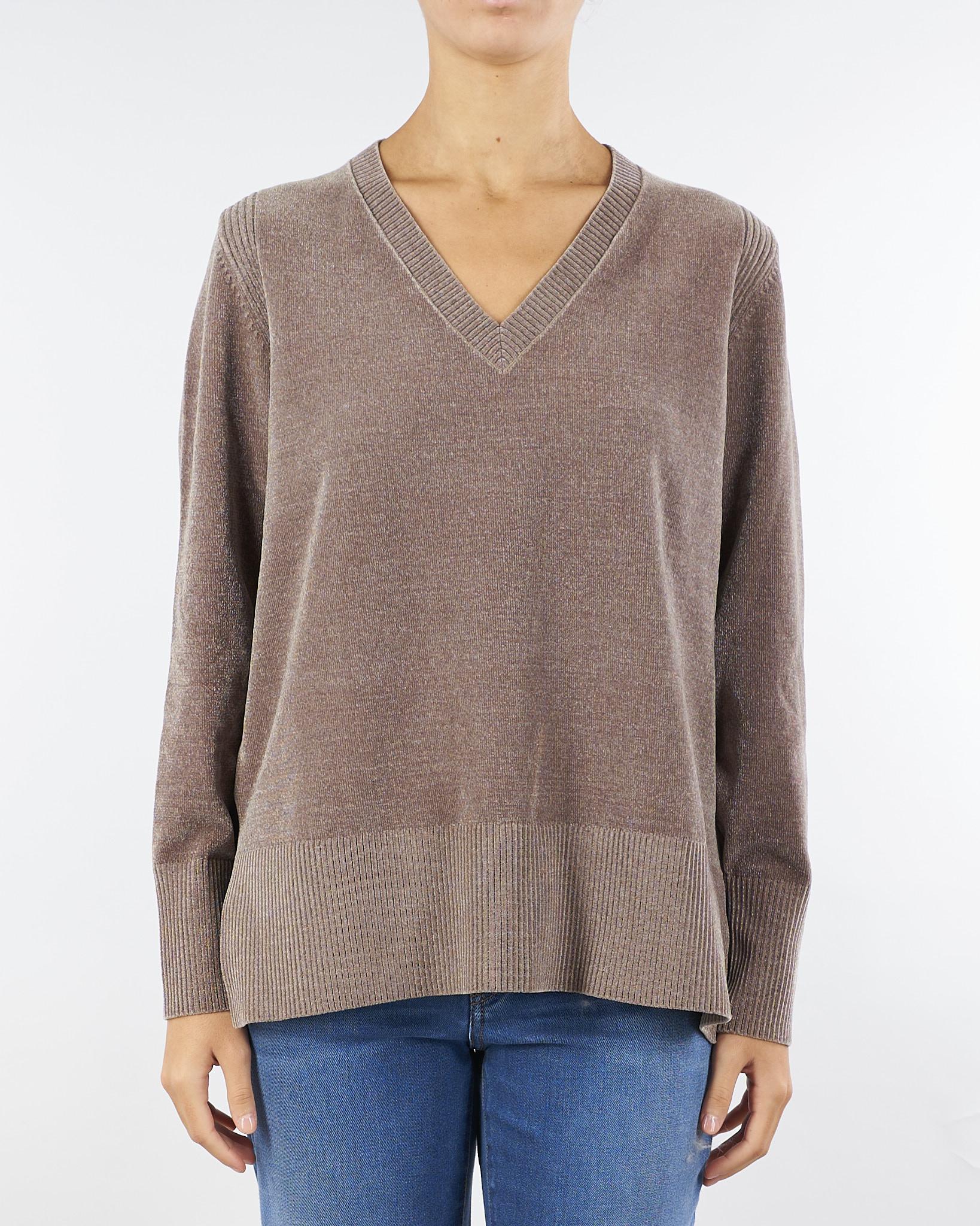 Maglia Tortora Velvet Vent V-Neck Wom Knit W25634 87 RRD 