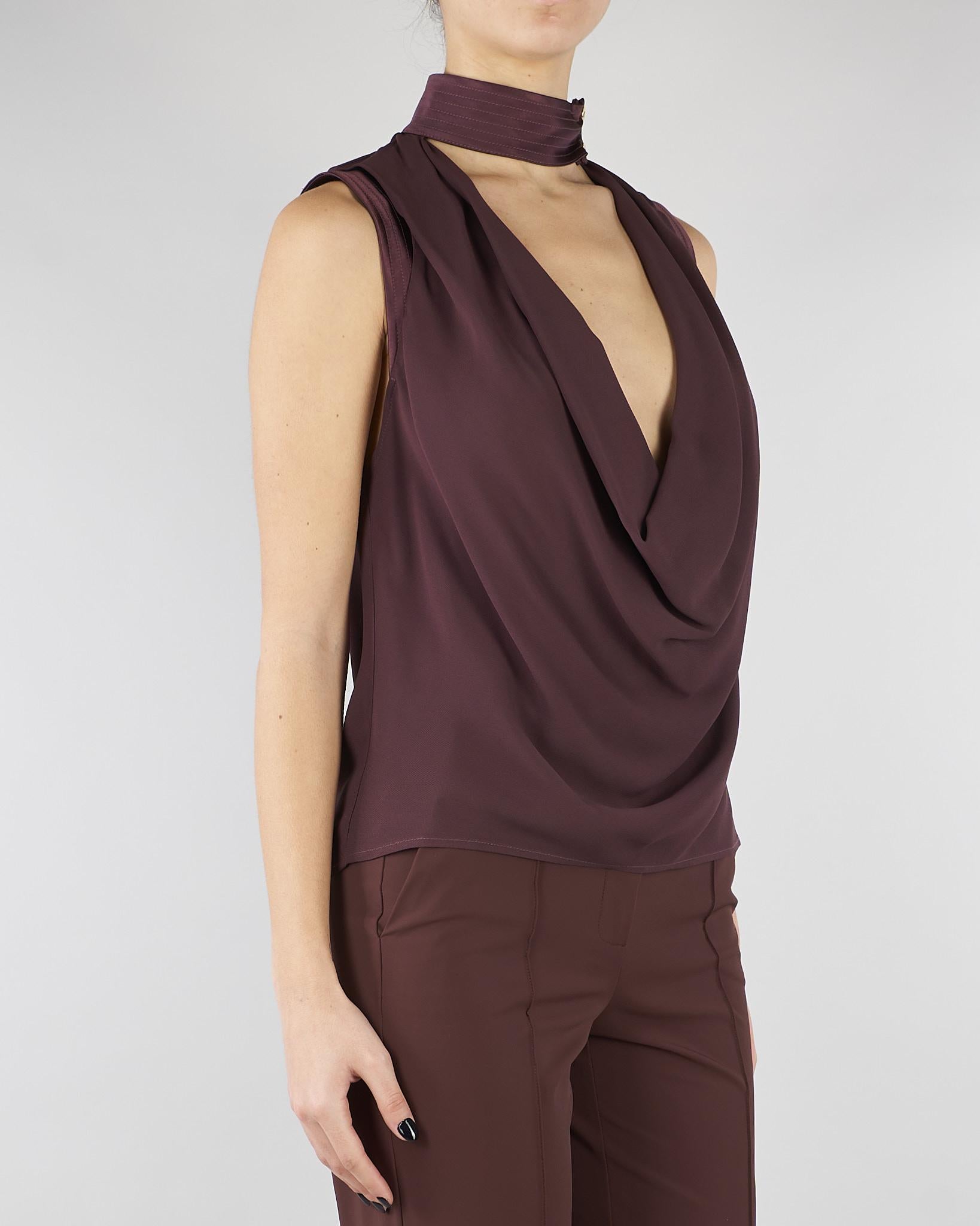 Top Cacao in georgette di viscosa CA13461E2 644 ELISABETTA FRANCHI 