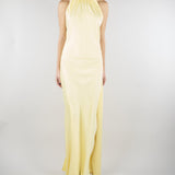 Abito lungo Giallo in raso con foulard ACT16207AB4131 400 ACTUALEE 