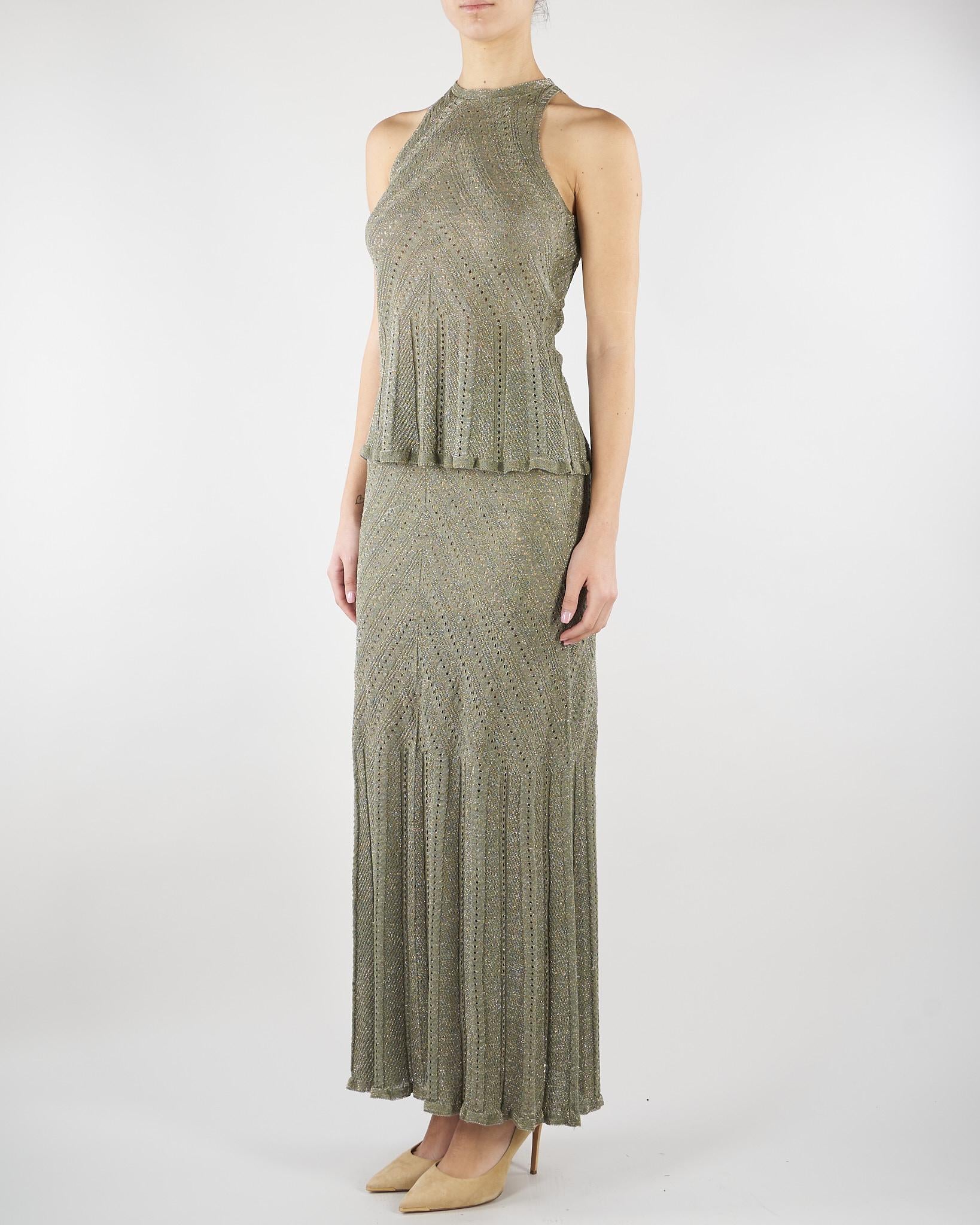 Top halter Verde in maglia di lino con lurex TT3210 13565 TWIN SET 