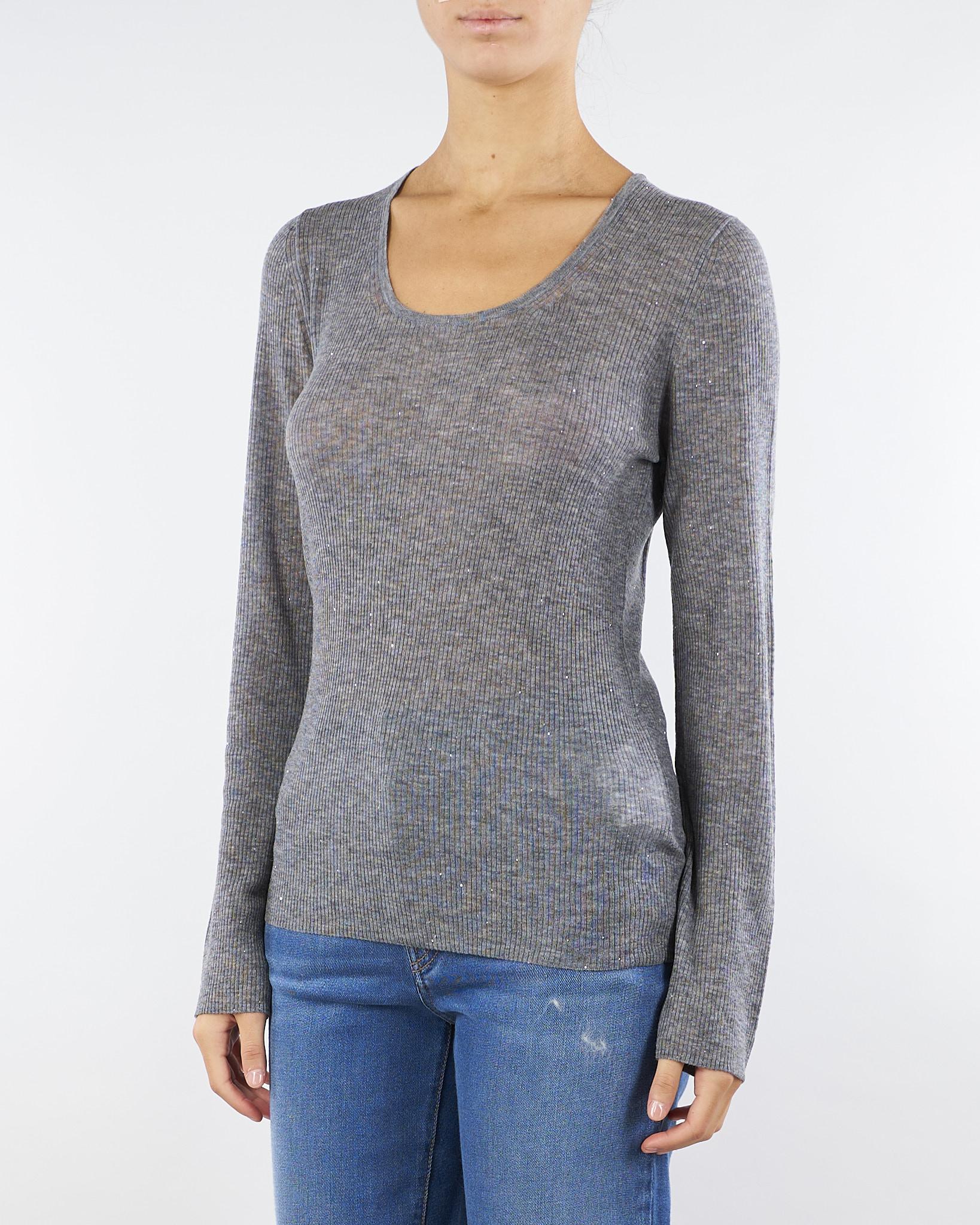 Maglia Grigio in pura lana con dettaglio strass STRINGA 1 MARELLA 