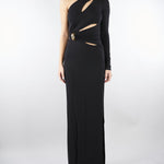 Abito Nero Red Carpet in jersey crêpe con dettaglio gioiello ABR2561E2 110 ELISABETTA FRANCHI 