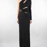Abito Nero Red Carpet in jersey crêpe con dettaglio gioiello ABR2561E2 110 ELISABETTA FRANCHI 