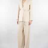 Pantalone Beige wide leg con doppia pences PA00601TVIS0025 V0778 SIMONA CORSELLINI 