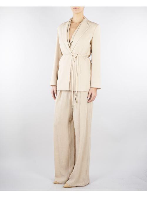 Pantalone Beige wide leg con doppia pences PA00601TVIS0025 V0778 SIMONA CORSELLINI 
