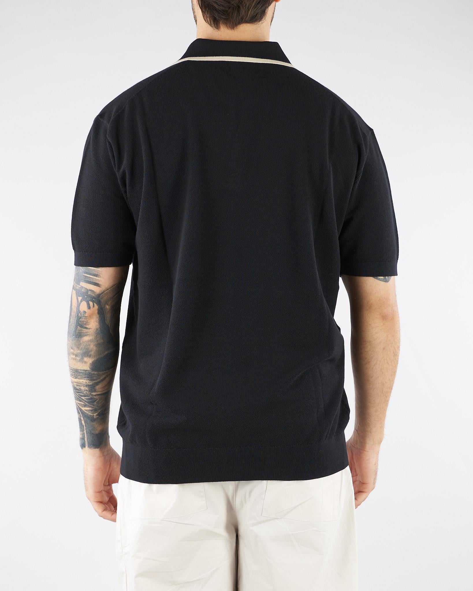 Polo in maglia Nero con profili a contrasto A017F100 9000 PAOLO PECORA 
