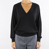 Maglia Nero in pura lana, seta e cashmere con scollo a V MK34S57E2 110 ELISABETTA FRANCHI 