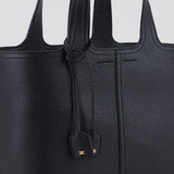 Tote media Nero in materiale sintetico con charms logo