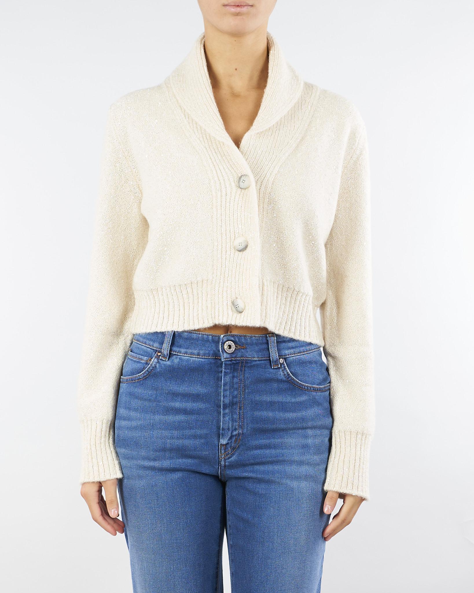 Cardigan Crema in misto cashmere con paillette ZAMBIA 1 MARELLA 