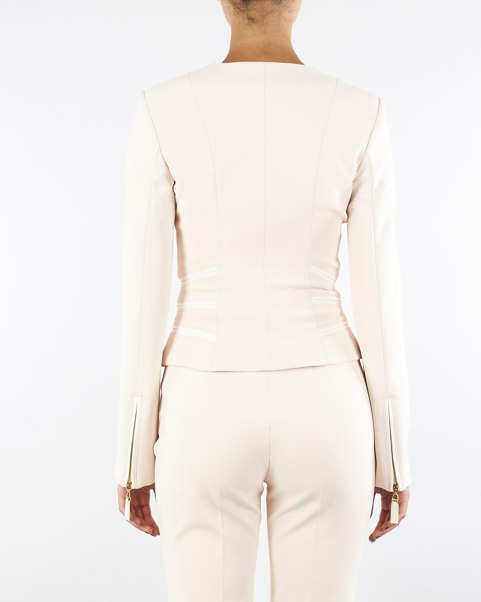 Giacca Milk in doppio crêpe con dettagli zip GI17356E2 DZ9 ELISABETTA FRANCHI 