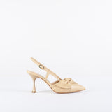 Slingback in pelle Nude con fiocco sul davanti