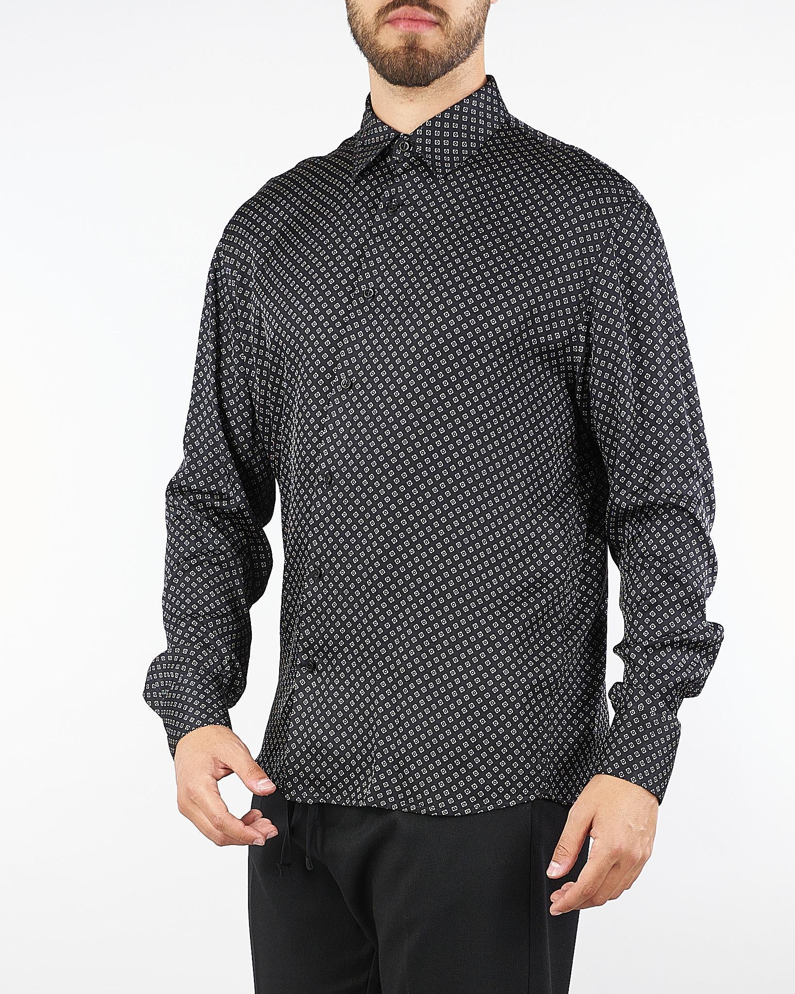 Camicia Nero in viscosa a fantasia CA3430 28 I'M BRIAN 