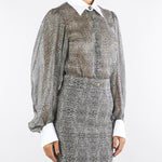 Body Nero con stampa pitone e colletto CB00657E2 110 ELISABETTA FRANCHI 