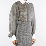 Body Nero con stampa pitone e colletto CB00657E2 110 ELISABETTA FRANCHI 