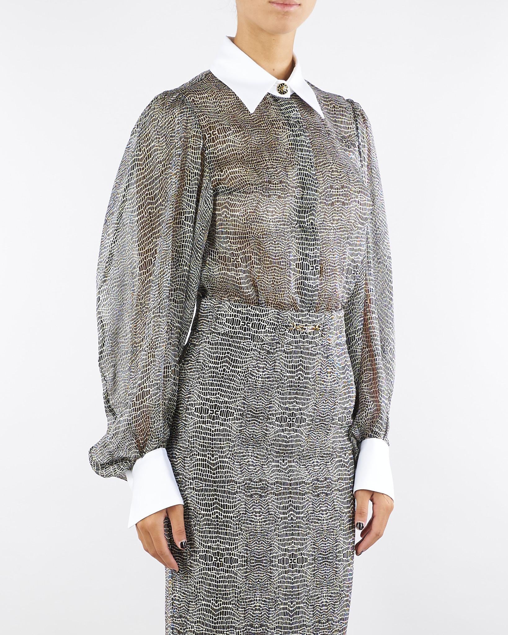 Body Nero con stampa pitone e colletto CB00657E2 110 ELISABETTA FRANCHI 