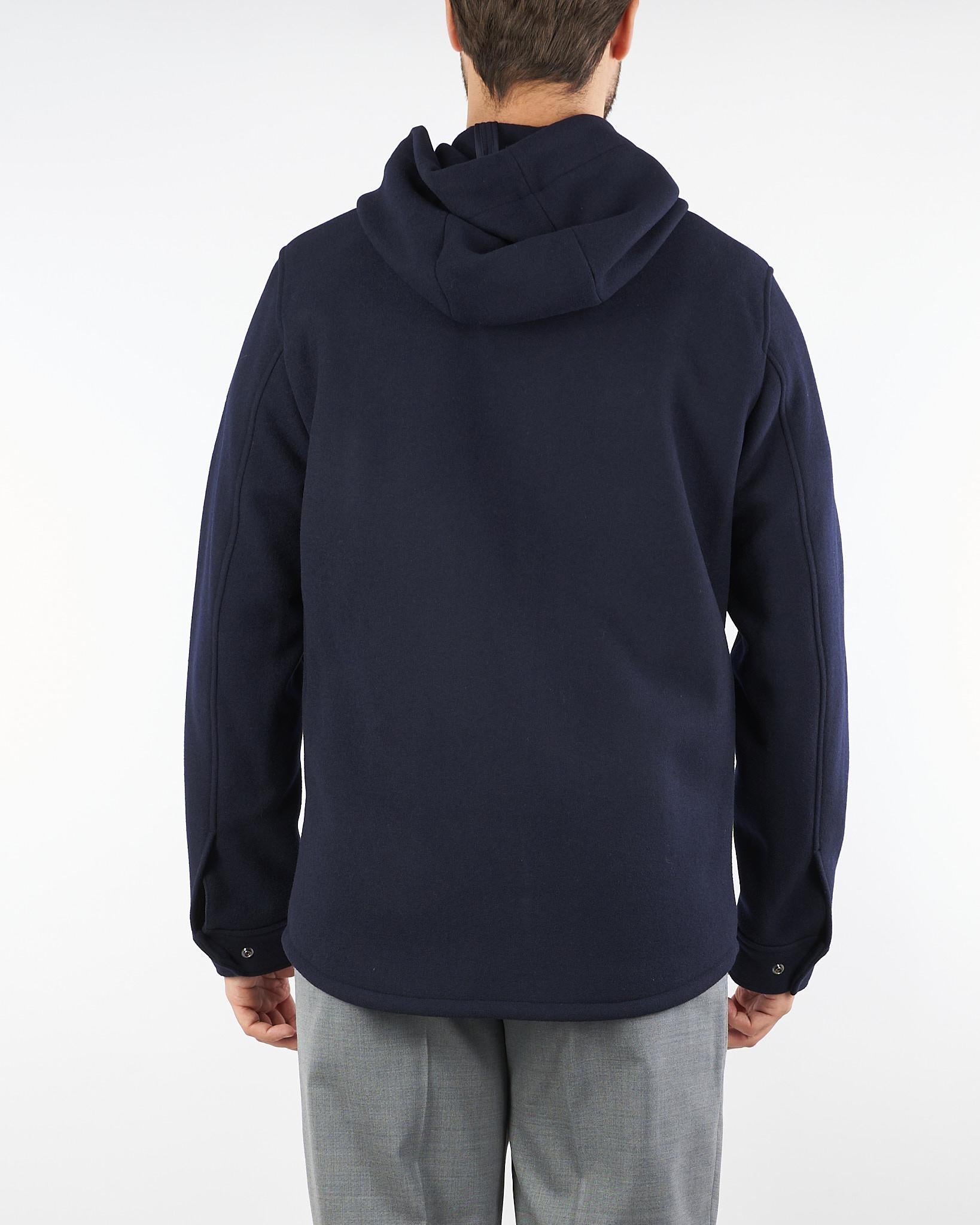 Giubbotto Blu con cappuccio in panno misto lana 3932H8409FC253738 89 MANUEL RITZ 