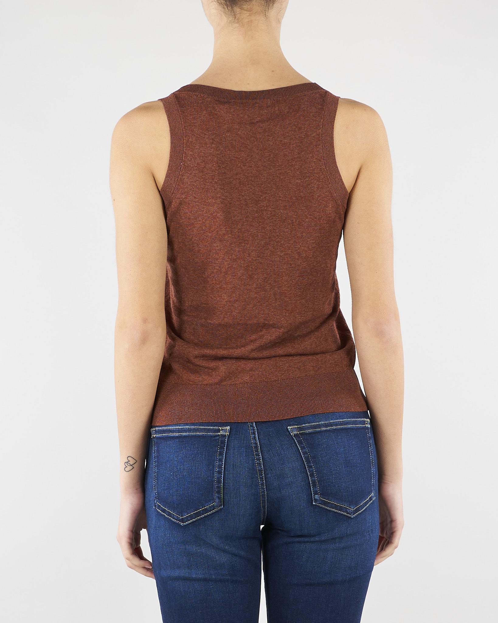 Top Marrone in misto cotone e seta SP5NT001 6022 ICONA 