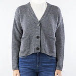 Cardigan a V Grigio in filato di lana FILMATO 9 MAX MARA WEEKEND 