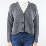 Cardigan a V Grigio in filato di lana FILMATO 9 MAX MARA WEEKEND 