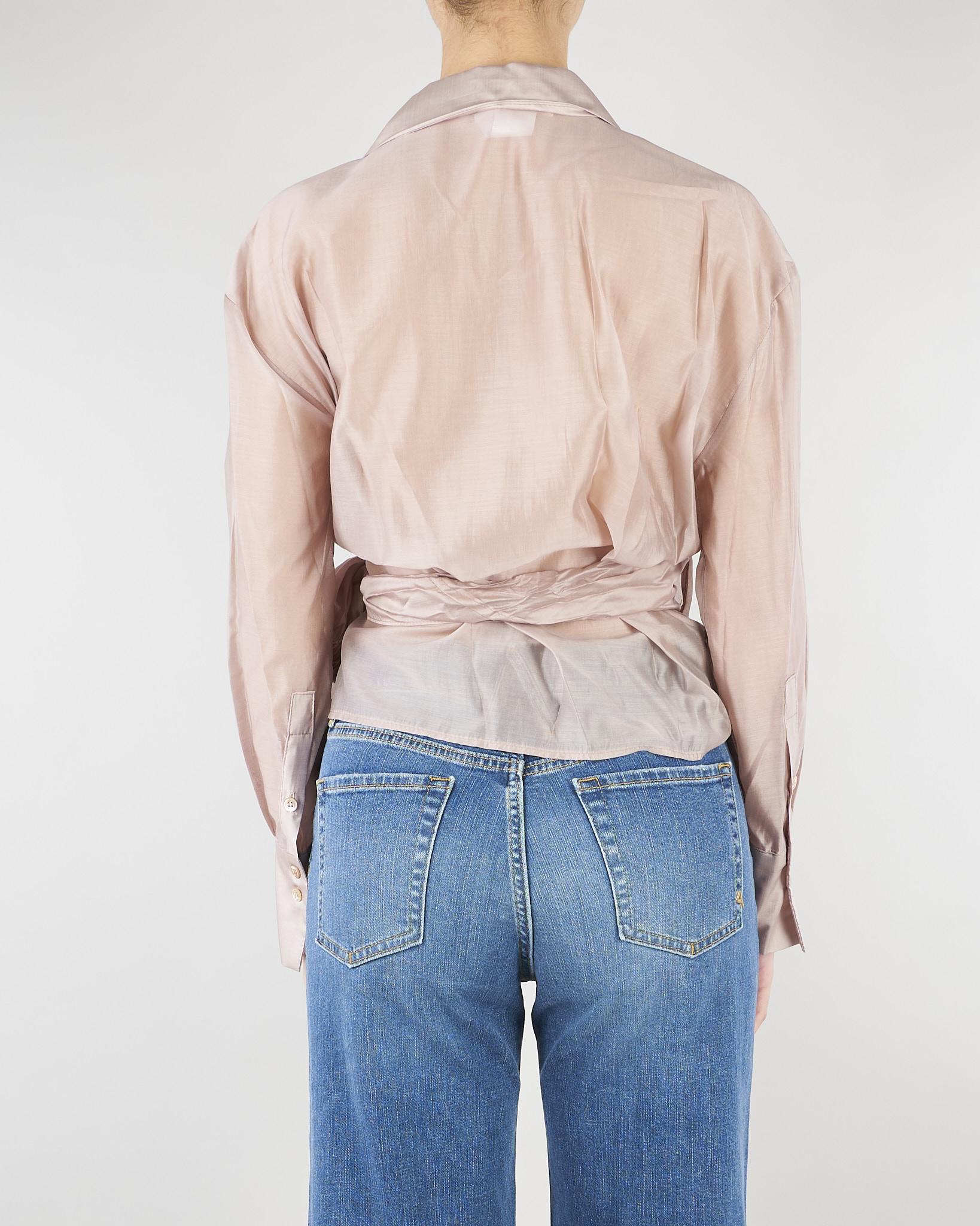 Camicia Cipria in organza con fiocco TAB0154 14 VICOLO 