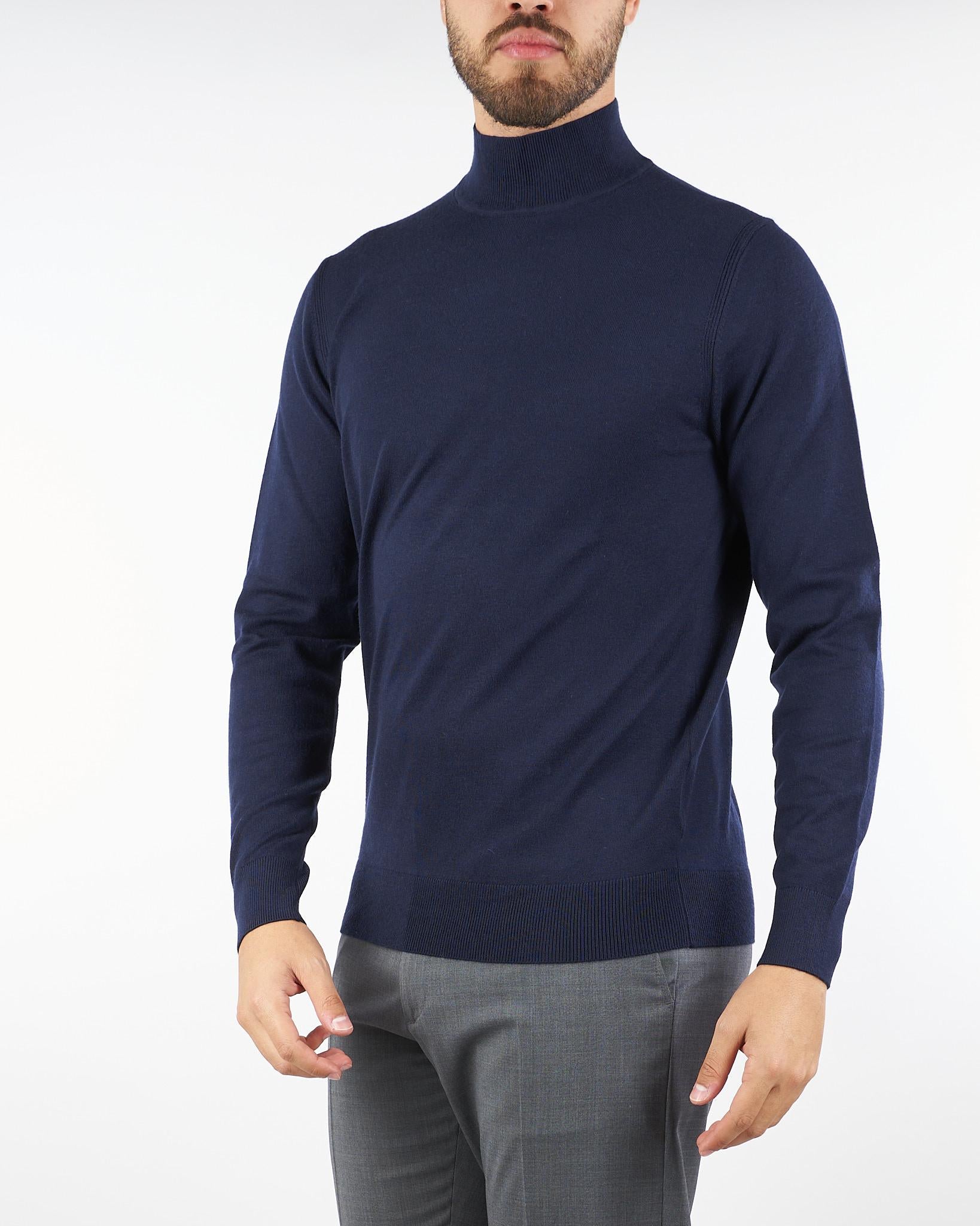 Maglia lupetto Blu in misto lana DK97014 89 DIKTAT 