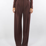 Pantaloni Coffee in crêpe leggero con pinces PA12556E2 EA3 ELISABETTA FRANCHI 