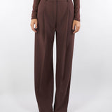 Pantaloni Coffee in crêpe leggero con pinces PA12556E2 EA3 ELISABETTA FRANCHI 