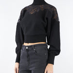 Maglia Dolcevita Nero con inserti in pizzo TP3406 6 TWIN SET 